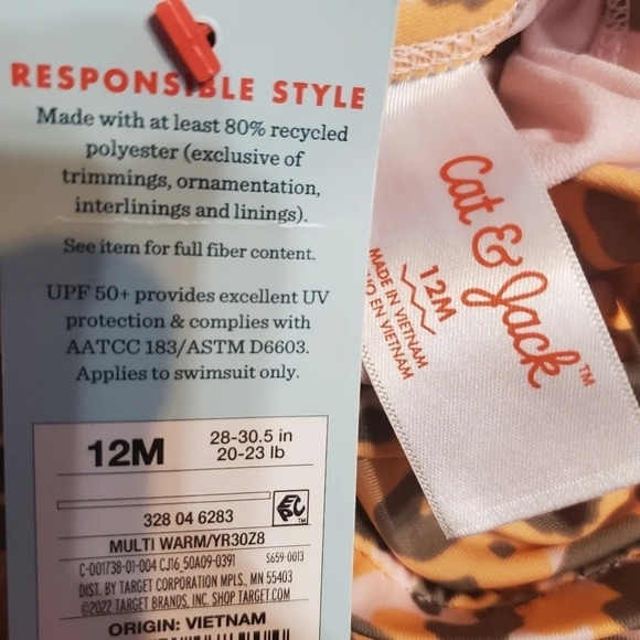 NWT Cat & Jack Baby Girl's 2 PC Animal Print Tankini Swimsuit 12M - Picture 4 of 5